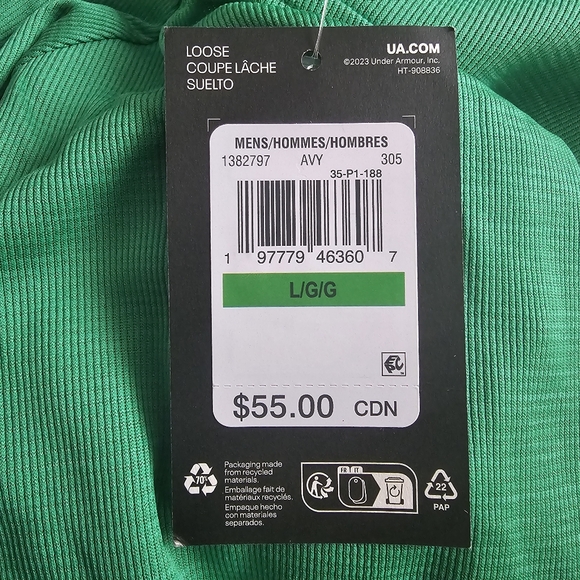 Green and Black Under Armour Men's Long Sleeve The Tech T-Shirt - Picture 5 of 9